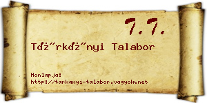 Tárkányi Talabor névjegykártya